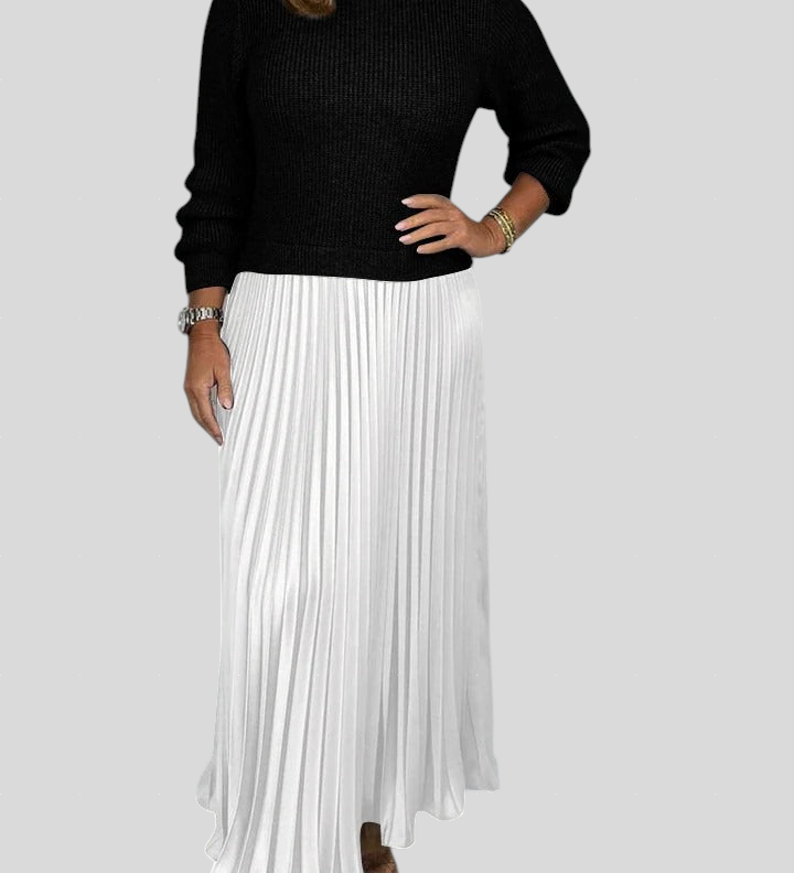 Claudia - Plisirana Haljina s Puloverom