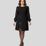 Avora – Elegantna Haljina S Balon Rukavima I Patchwork Detaljima