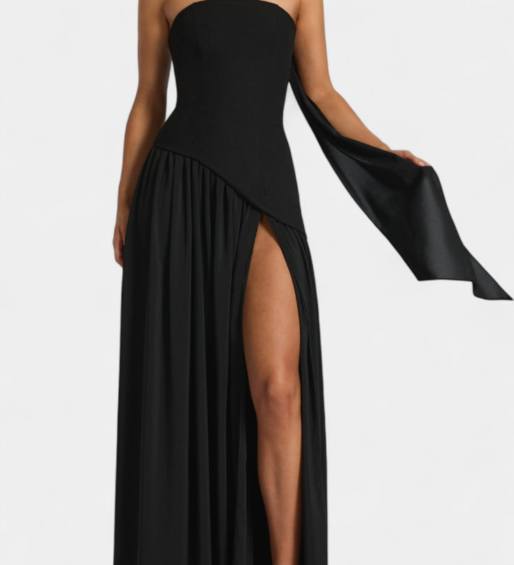 Rajna Maxi Haljina bez Rukava od Chiffona s Bočnim Raskorakom